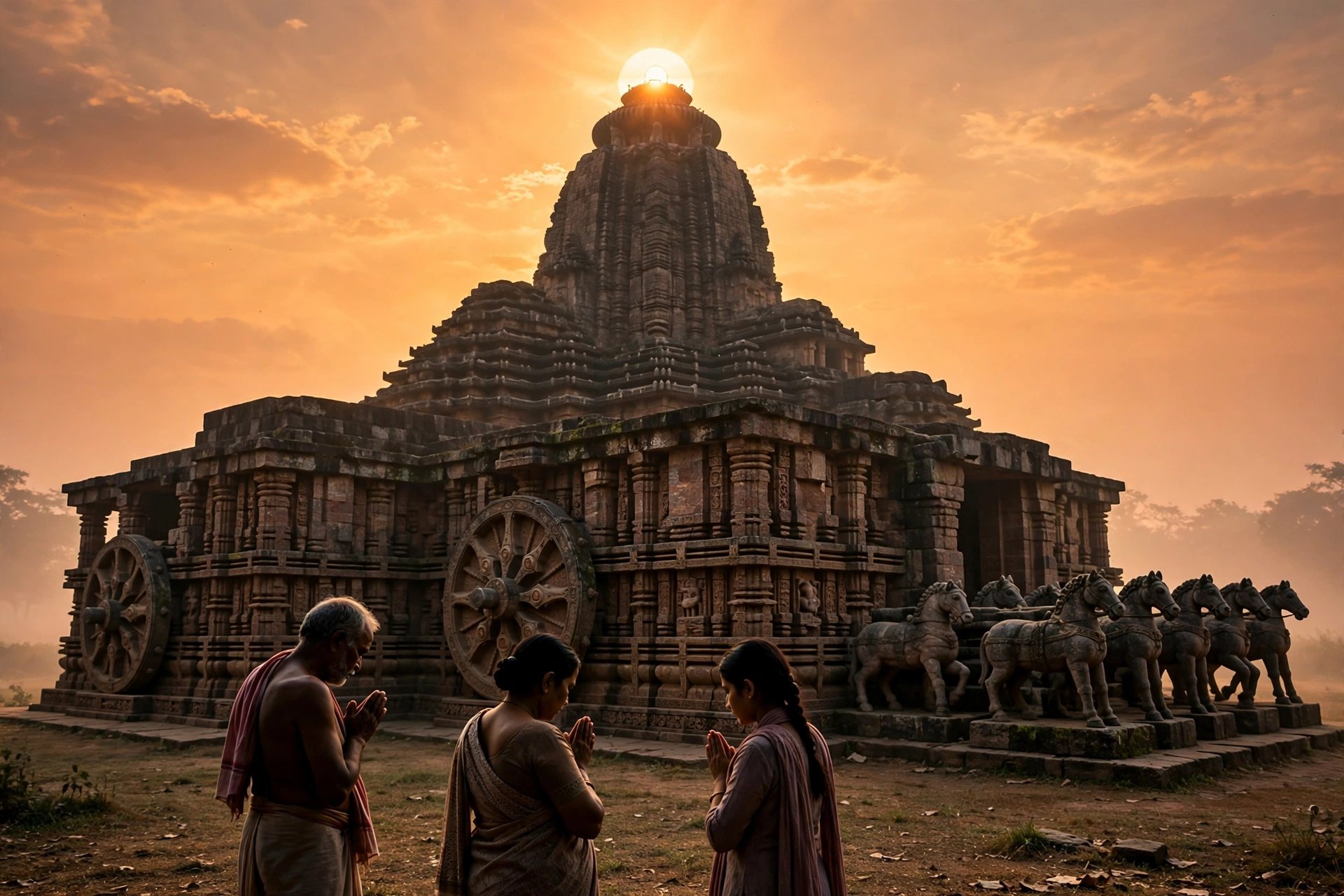 सूर्योदय के समय मंदिर