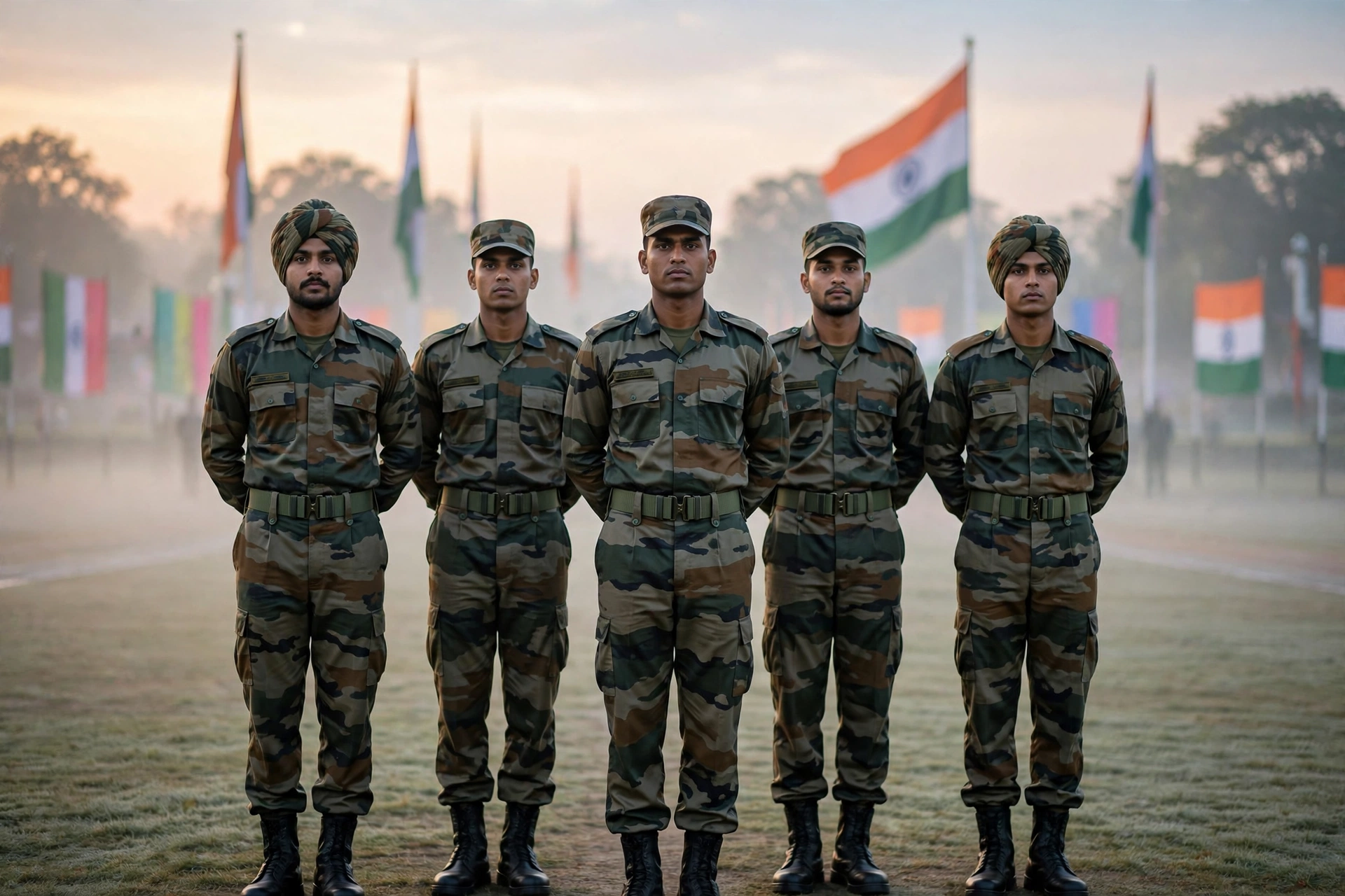 परेड ग्राउंड पर मार्च करते अग्निवीर जवान