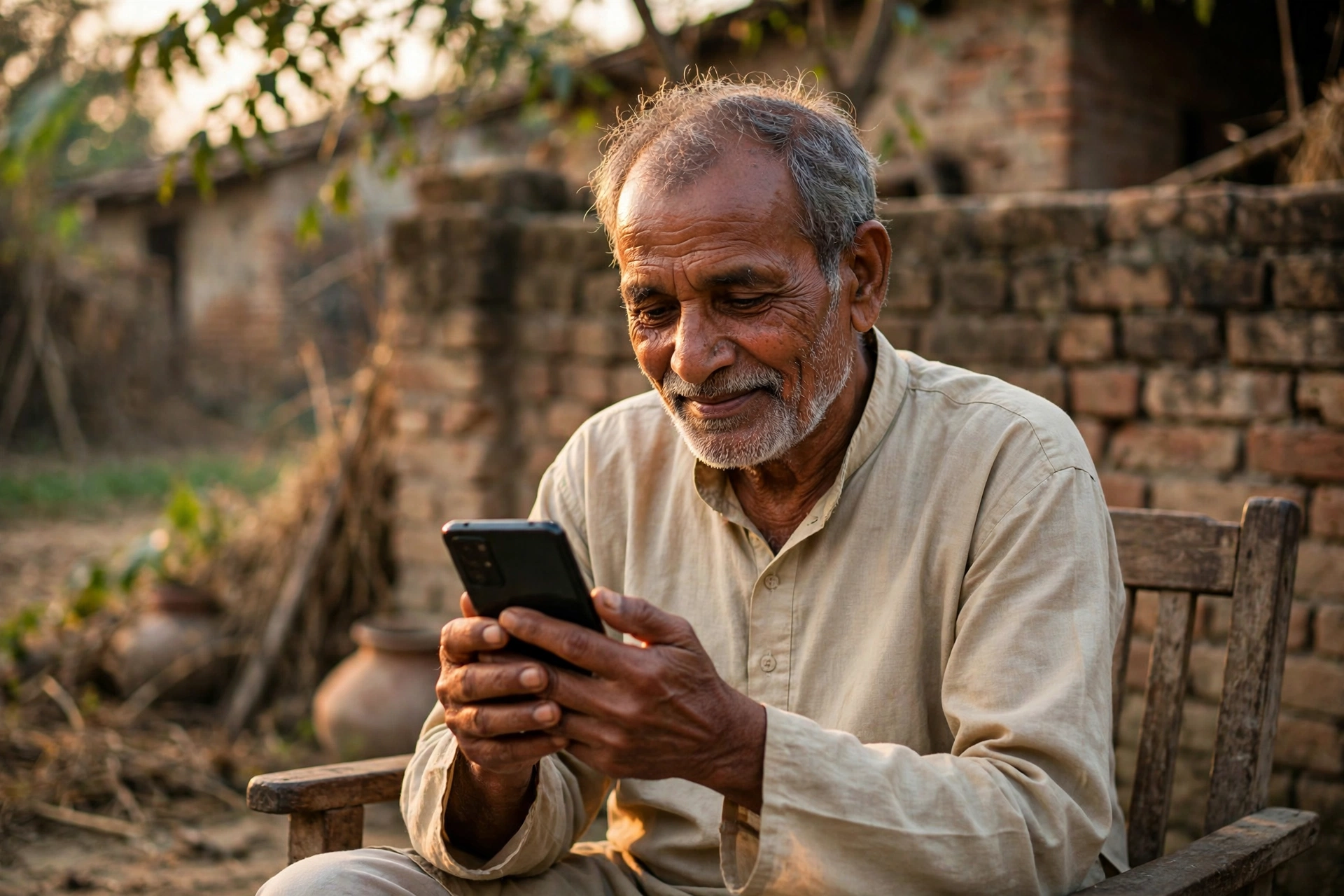eLabharthi Payment Status Bihar 2026 — Elderly beneficiary checking pension status on mobile
