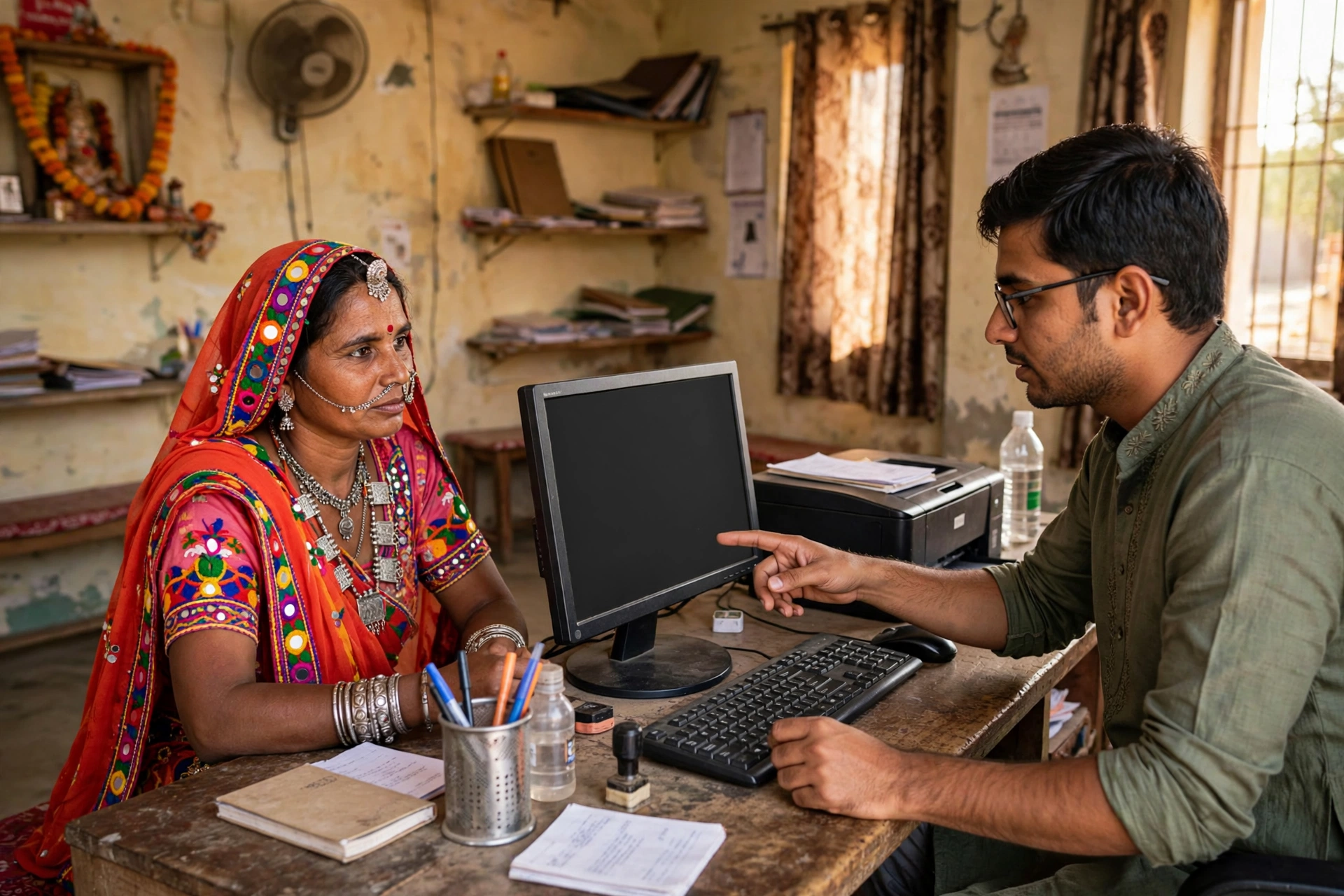 Jan Aadhaar enrollment at e-Mitra center