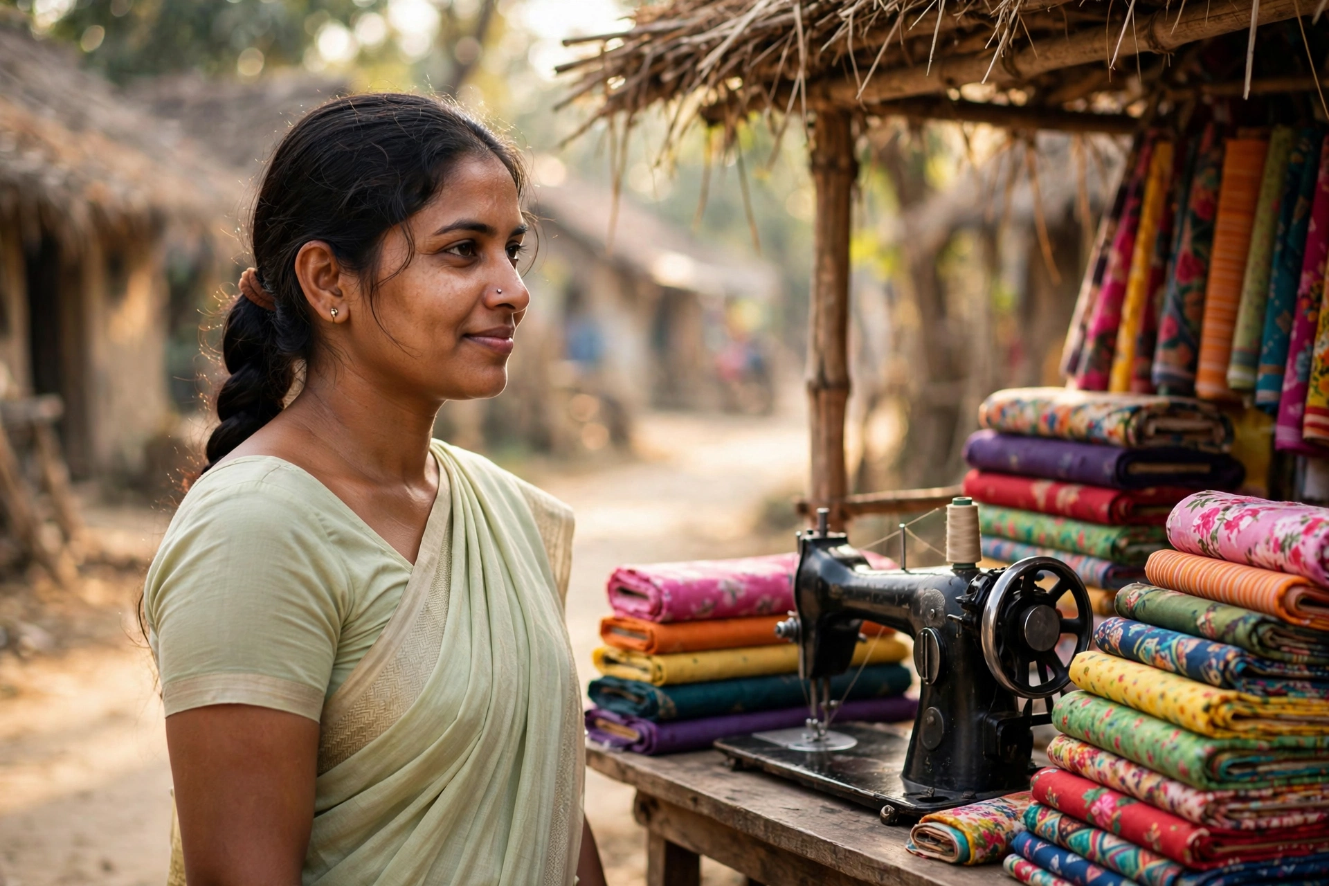 Mahila Udyami Credit Yojana - rural woman entrepreneur at her tailoring shop