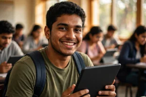 DigiShakti Yojana 2026 — कक्षा में टैबलेट के साथ छात्र