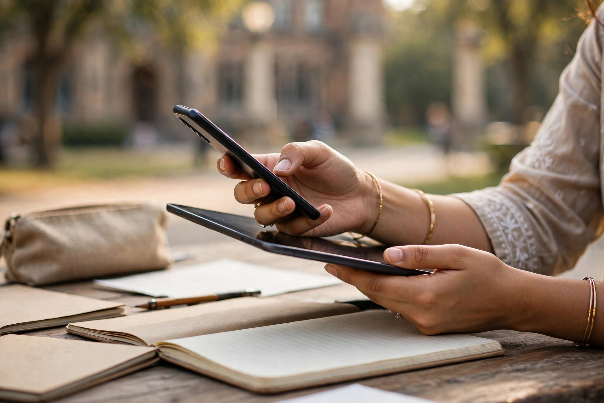 UP Free Tablet Yojana 2026 - student holding smartphone and tablet