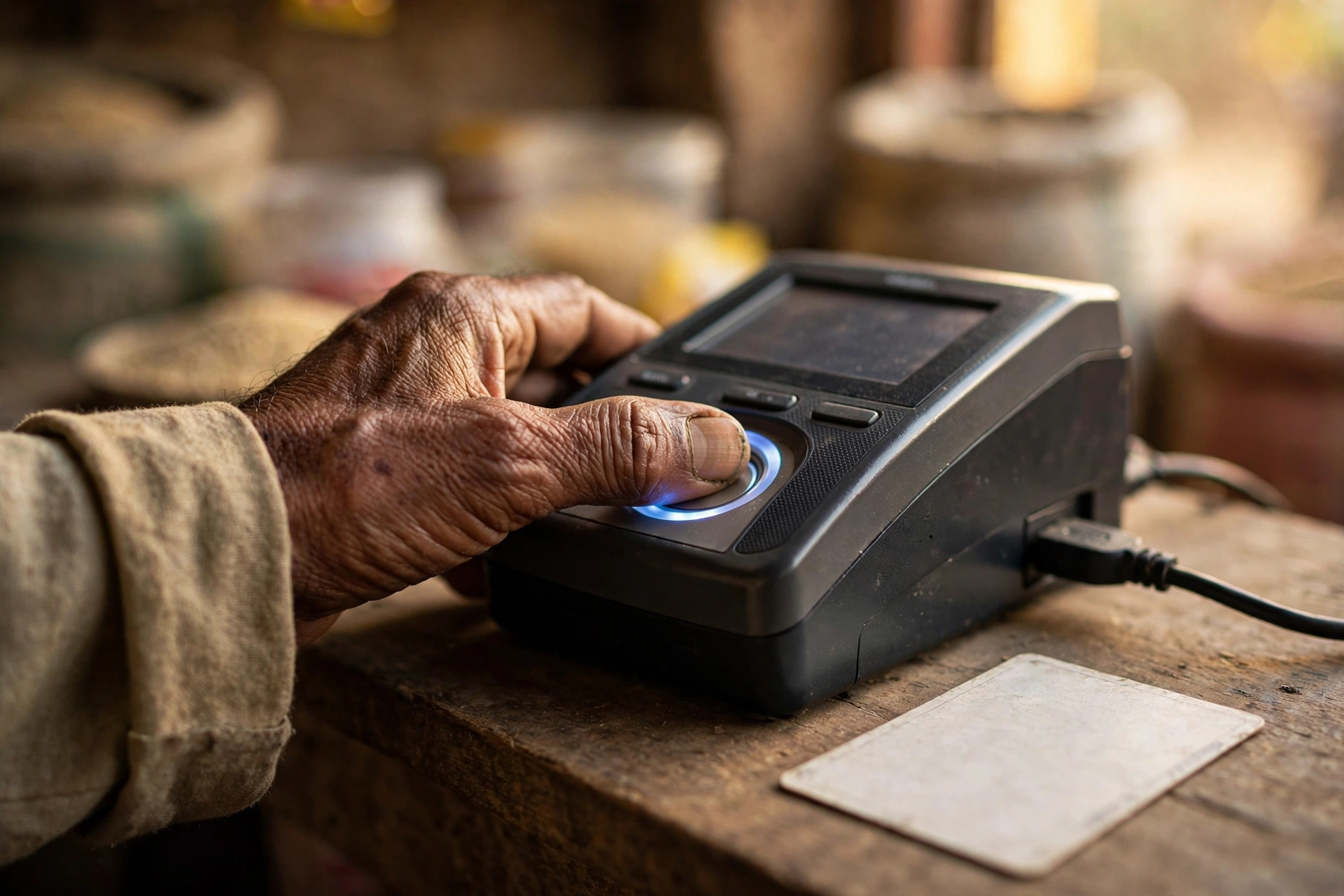 Aadhaar biometric e-KYC at a ration shop