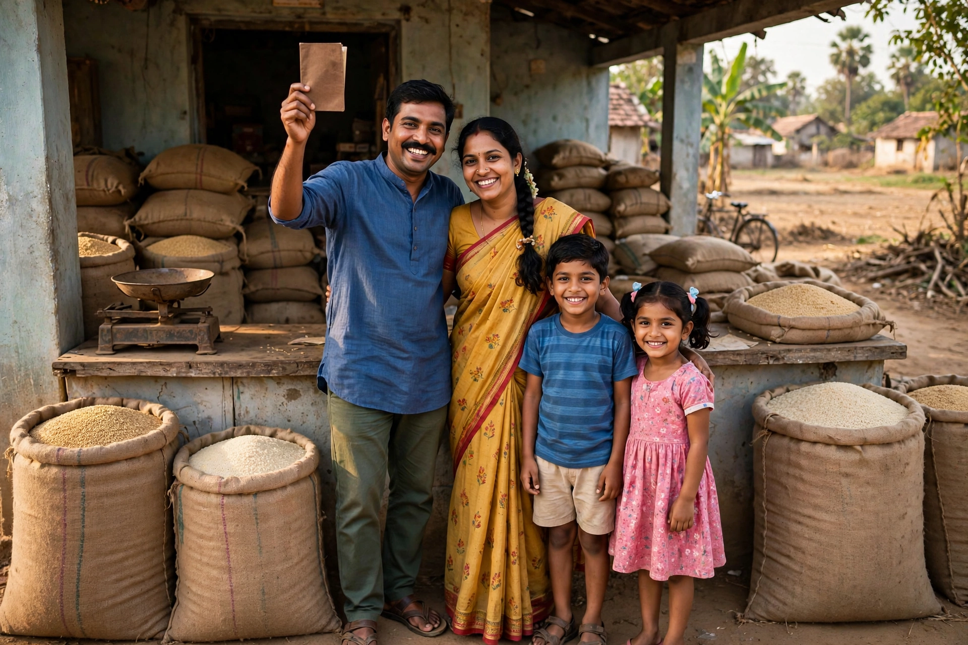 Ration Card Complete Guide 2026 — family with ration card at fair price shop