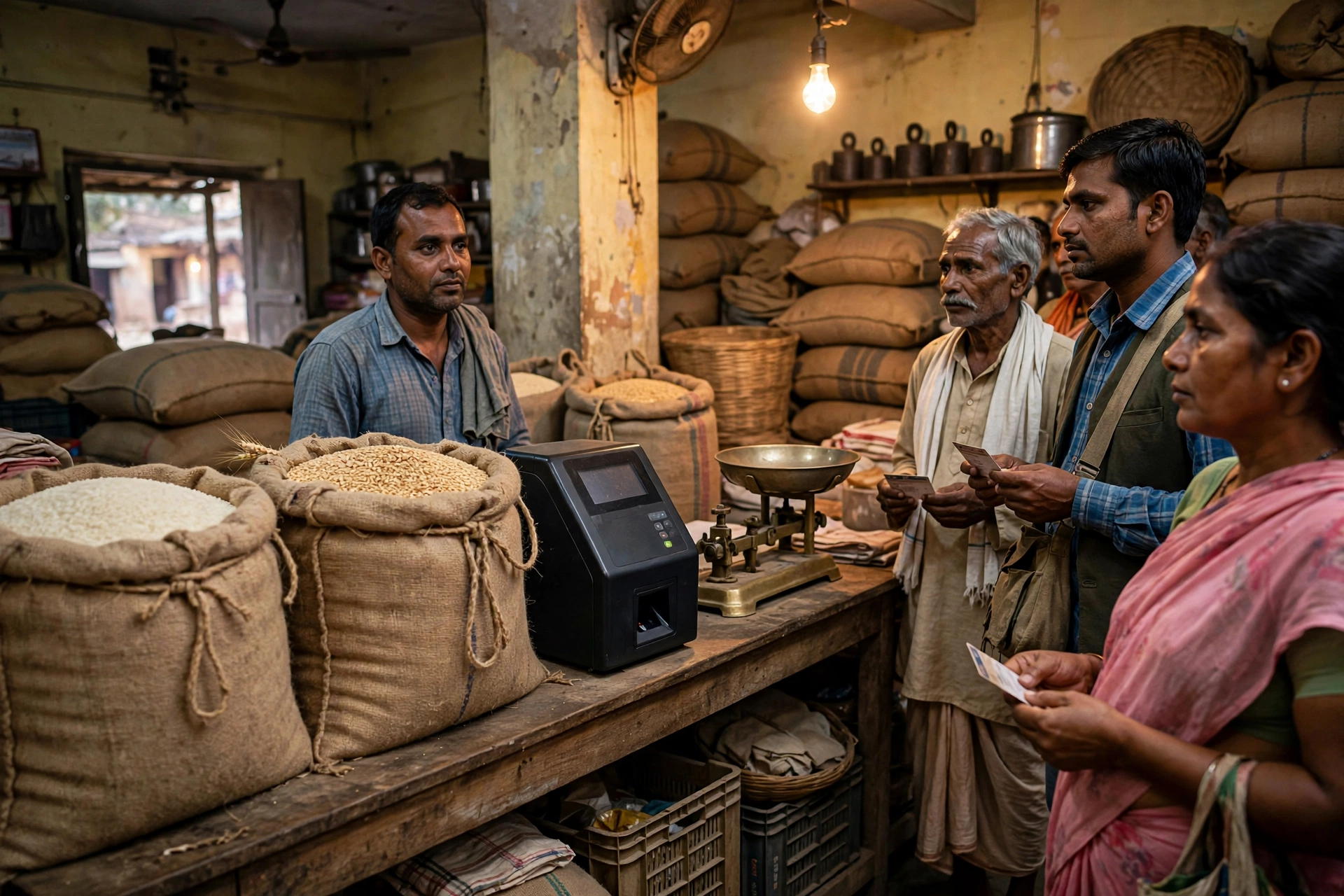 Ration distribution at a fair price shop with e-PoS machine