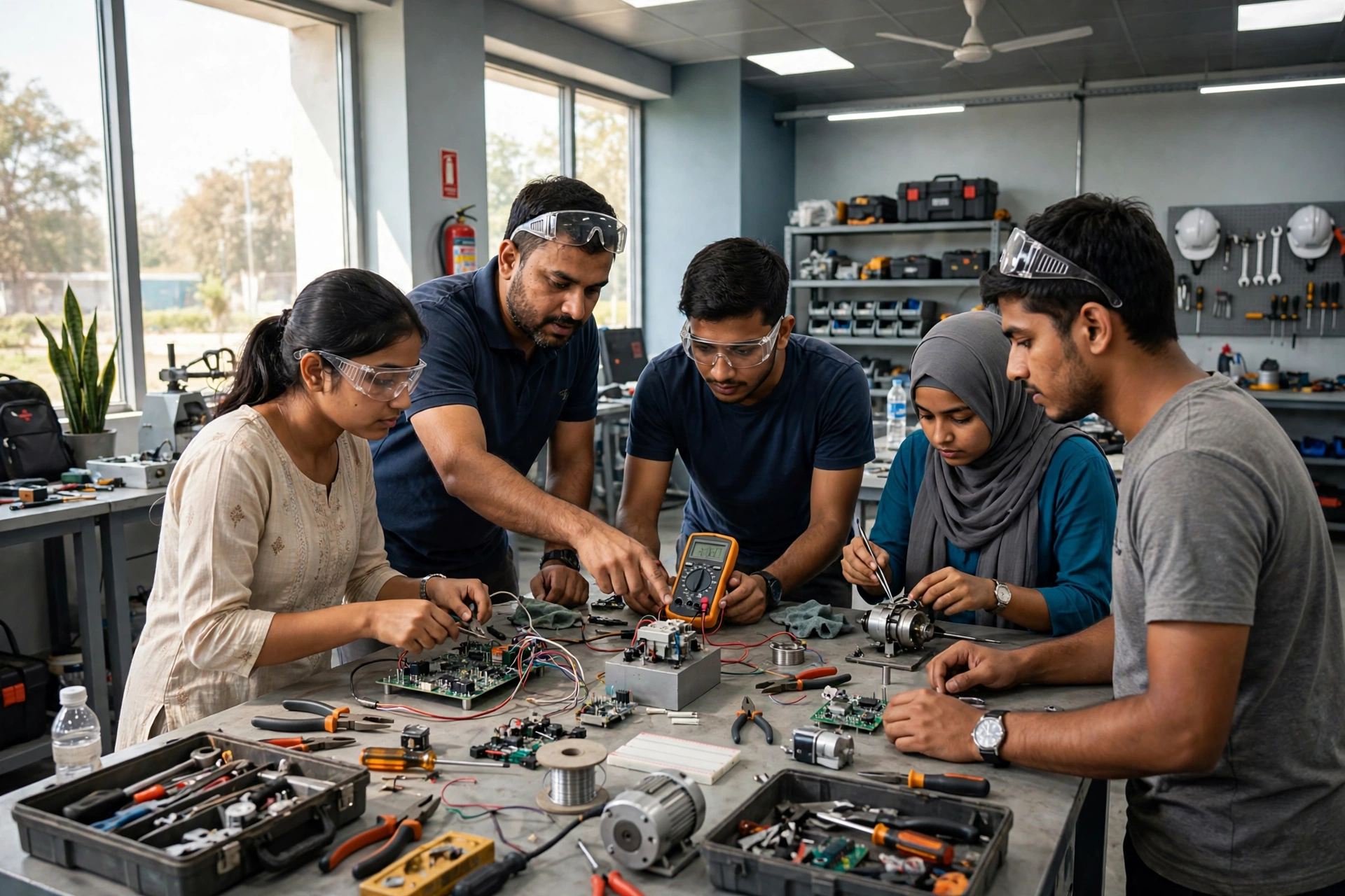 Sardar Patel Skill Zone UP 2026 — young Indian trainees in a modern skill training centre workshop